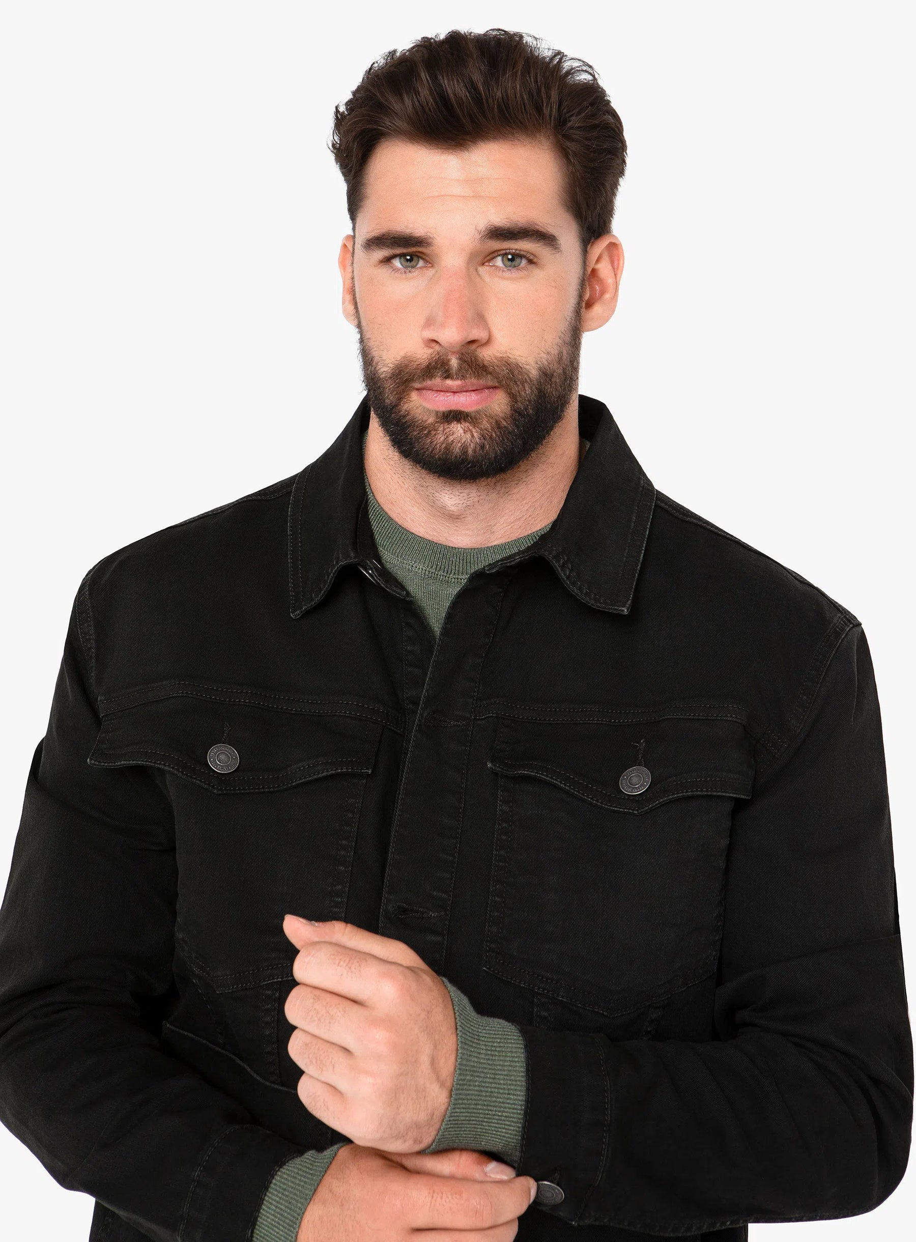 Alessio Dark Olive Denim Jacket