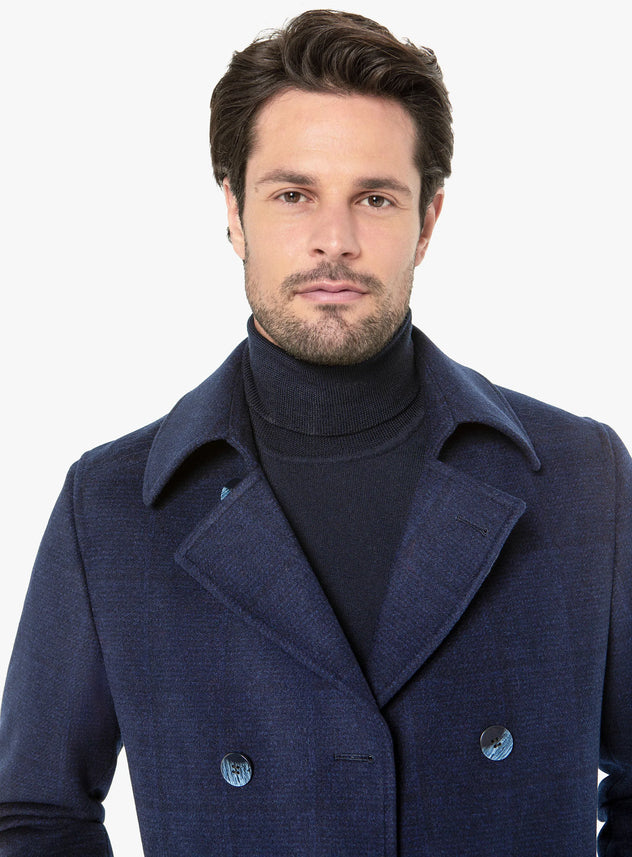 Archer Double Breasted Indigo Peacoat