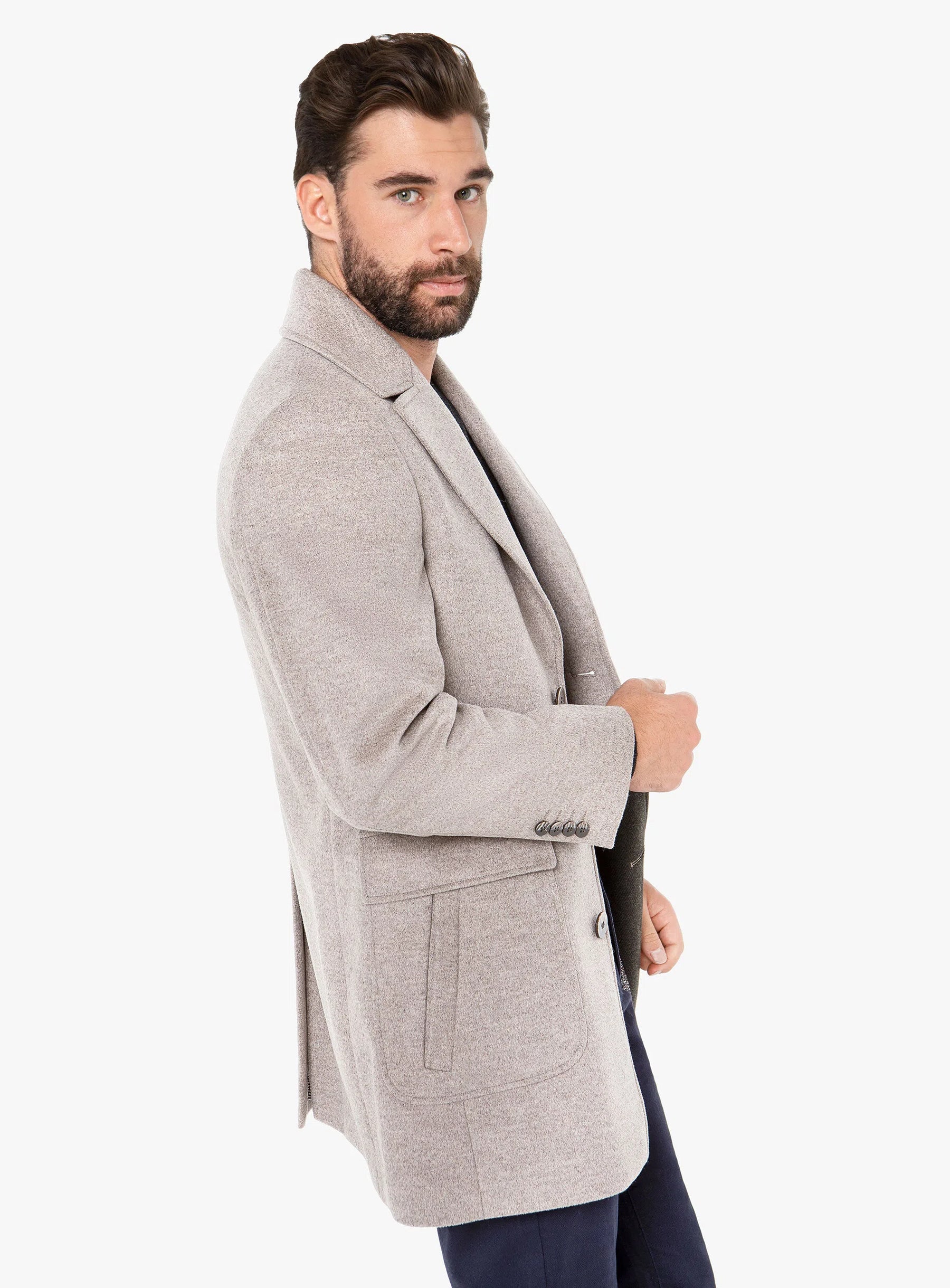 Asiago Oatmeal Wool Cashmere Overcoat