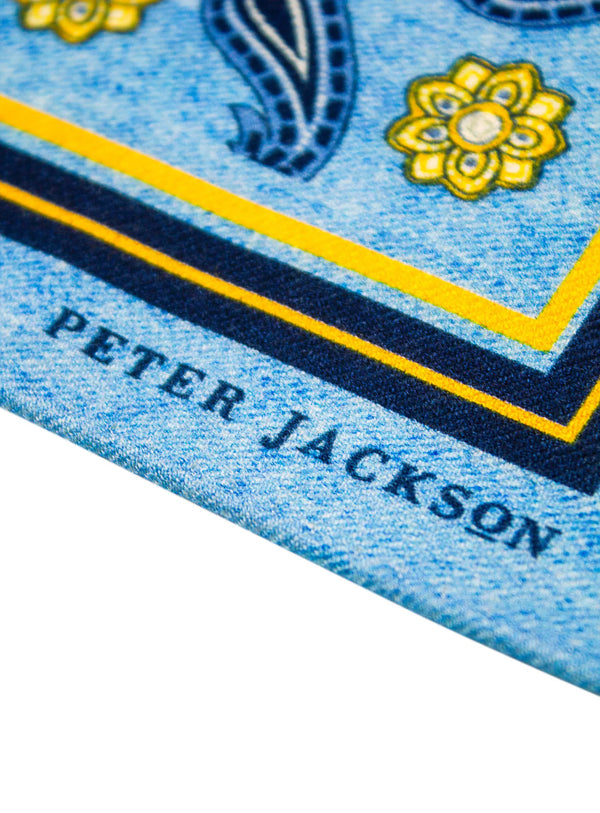 Azure Paisley Garden Pocket Square