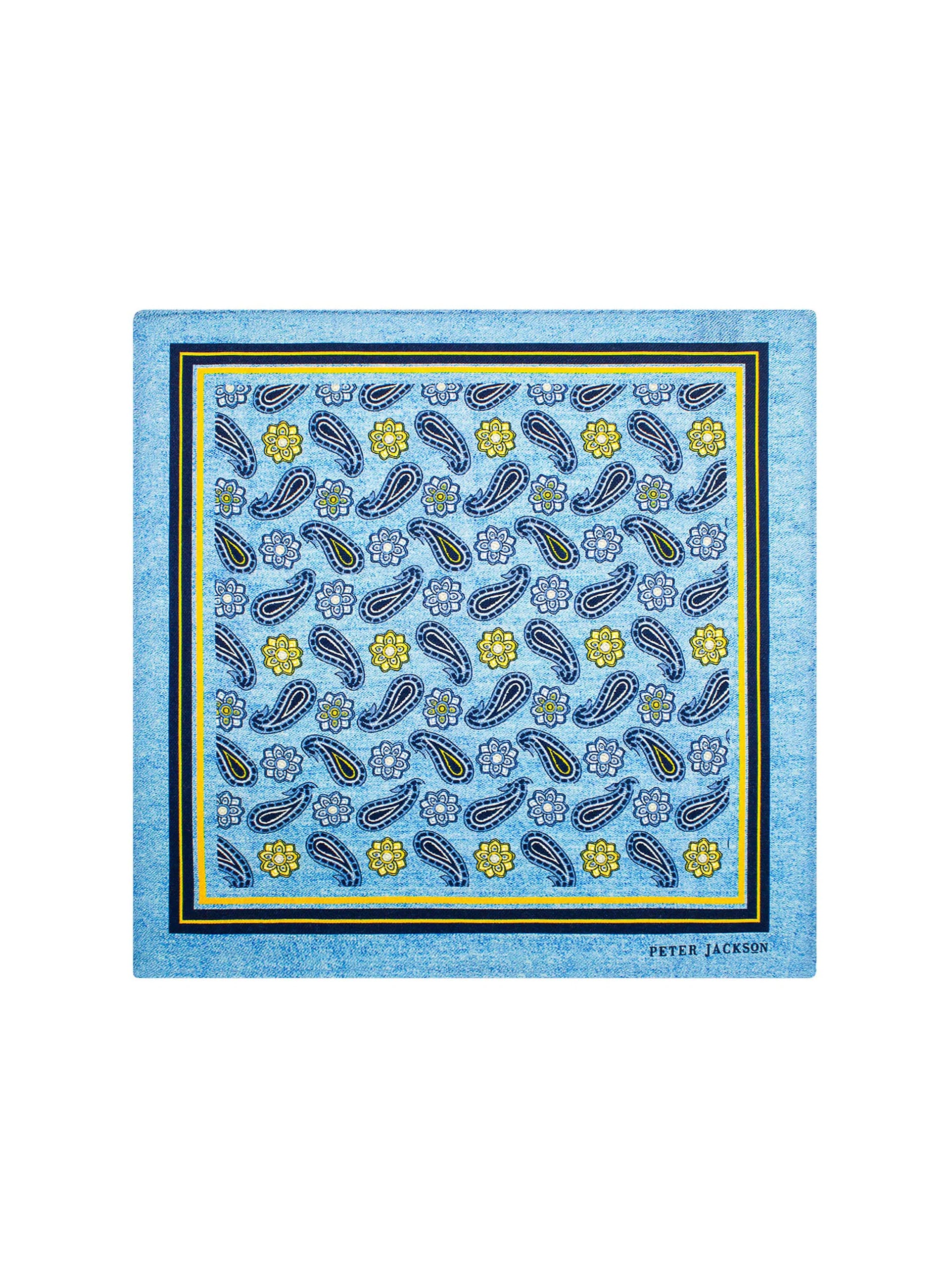 Azure Paisley Garden Pocket Square