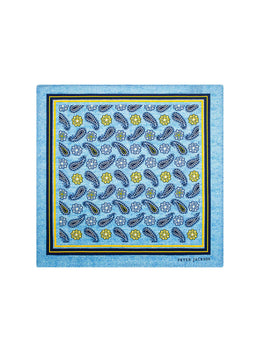 Azure Paisley Garden Pocket Square
