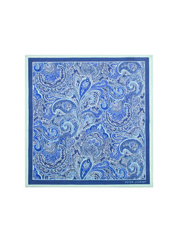 Azure Paisley Pocket Square