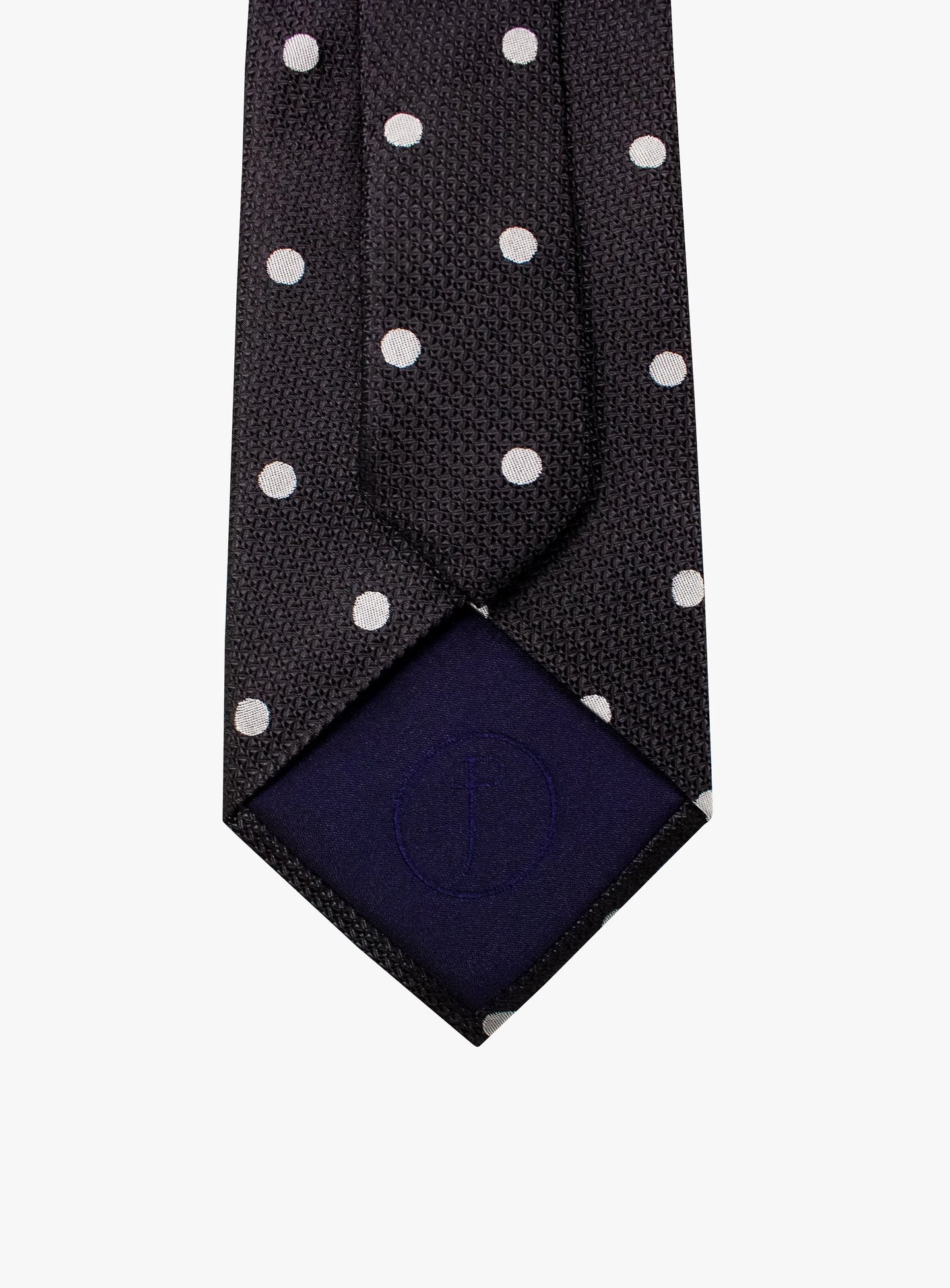 Black Silk Tie with Classic White Polka Dots