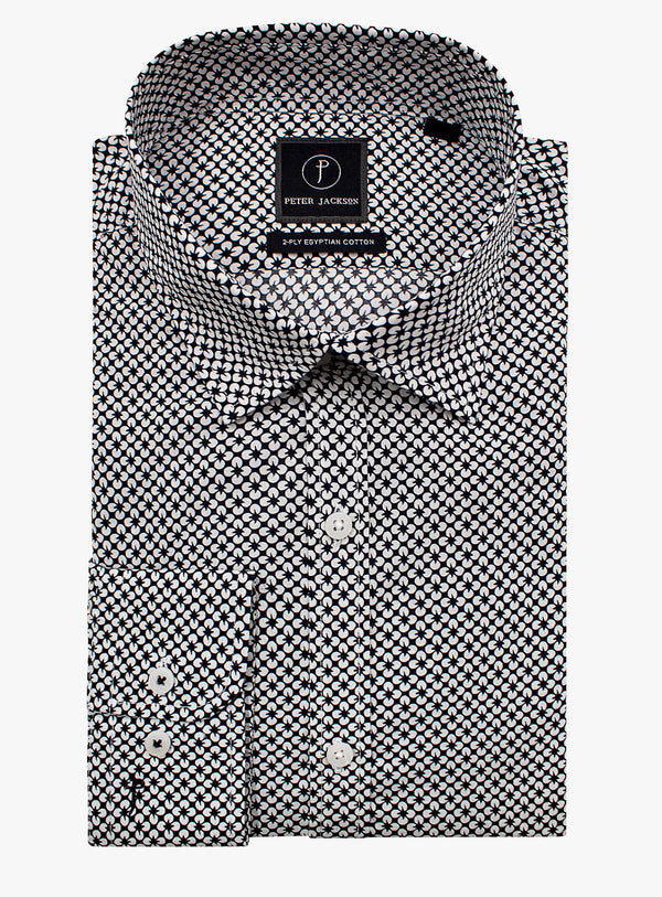 Bolzano Black/White Floral Print Shirt