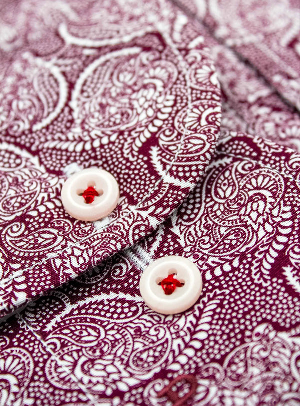 Bolzano Burgundy Paisley Shirt