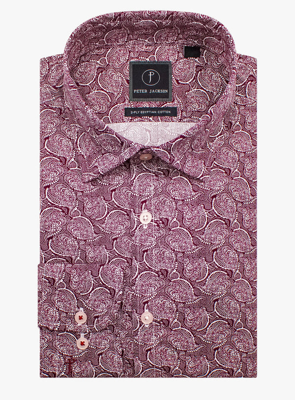Bolzano Burgundy Paisley Shirt