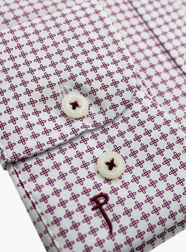 Bolzano Mulberry/White Print Shirt