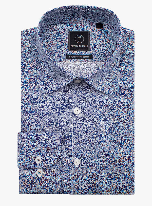 Bolzano Navy Paisley Shirt