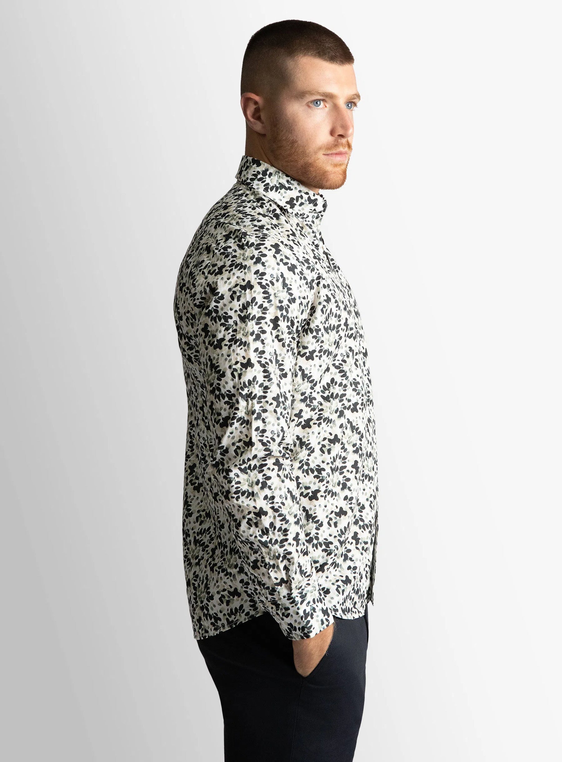 Bolzano Olive Tonal Water Colour Dabs Shirt