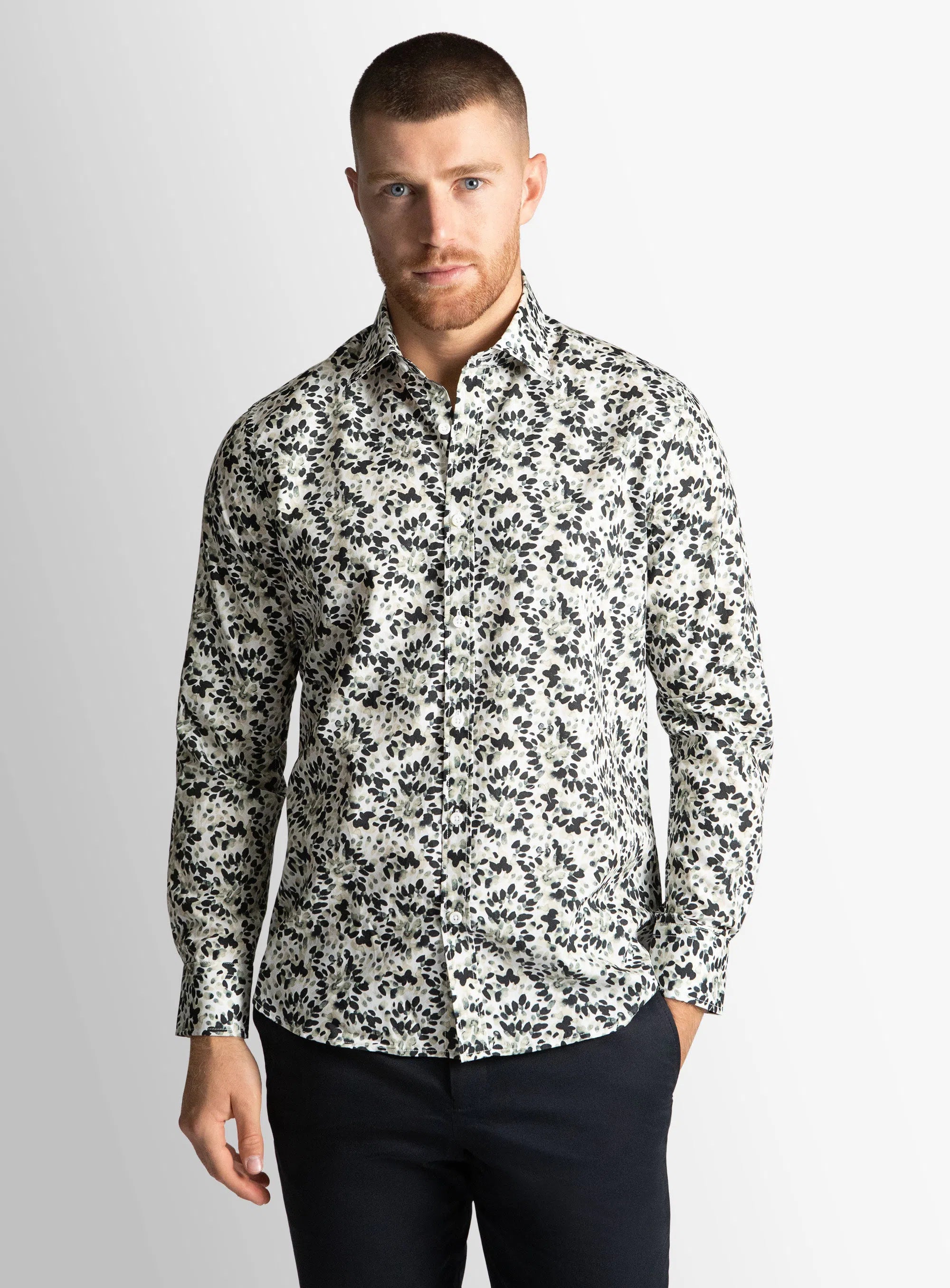 Bolzano Olive Tonal Water Colour Dabs Shirt