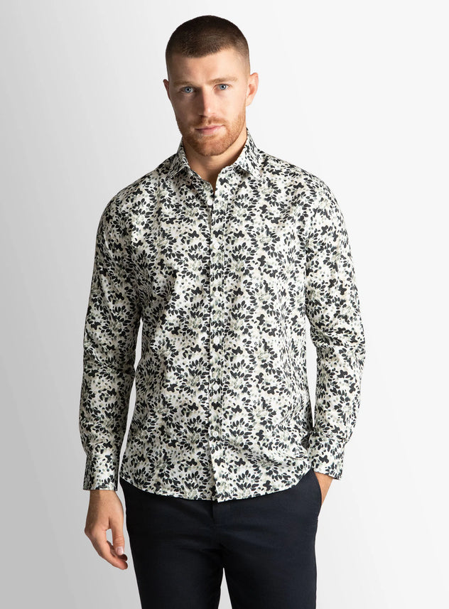 Bolzano Olive Tonal Water Colour Dabs Shirt