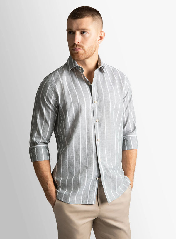 Bolzano Sage/White Wide Stripe Shirt