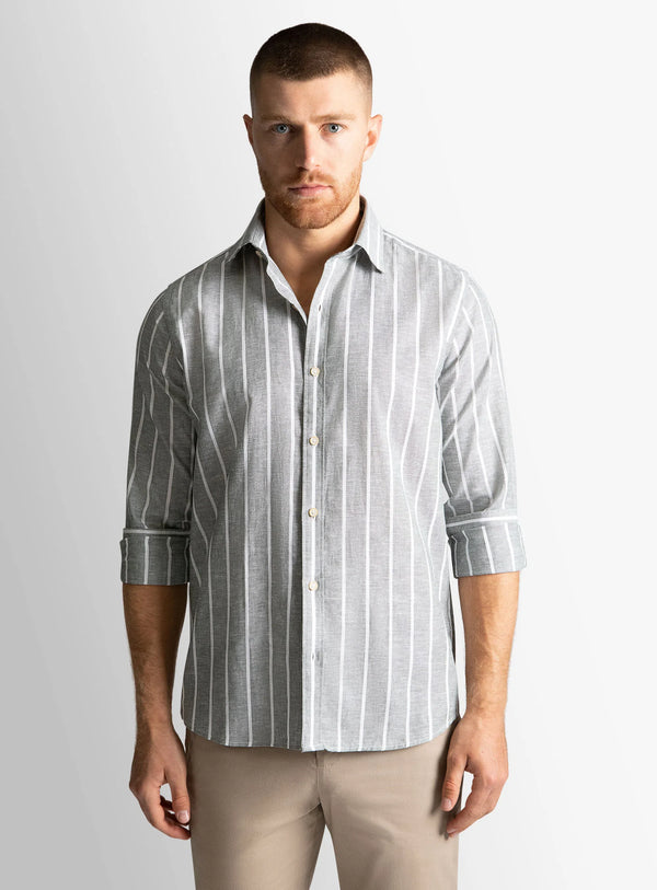Bolzano Sage/White Wide Stripe Shirt