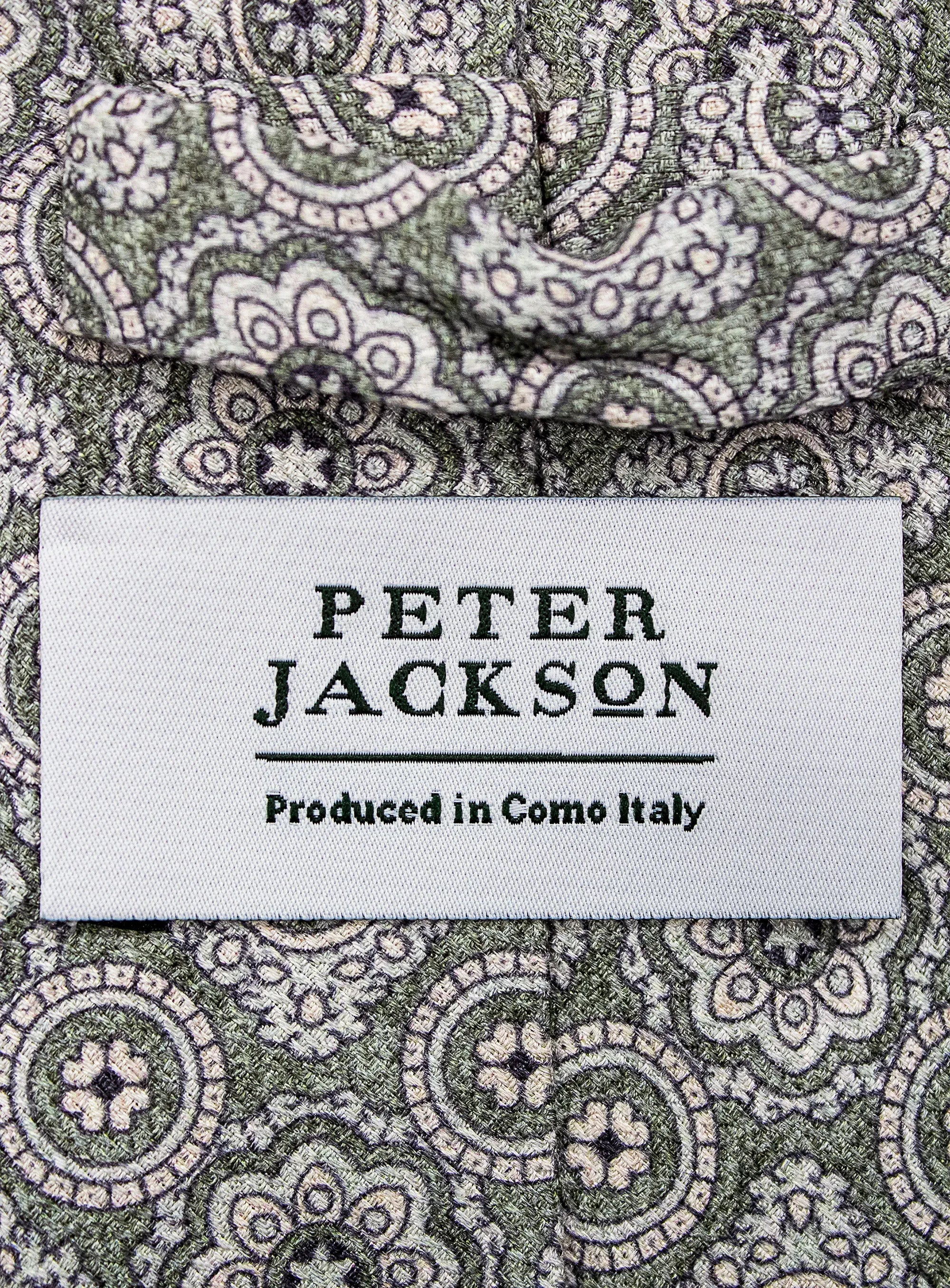 Bottinelli Italian Tie: Sage Green with Ornate Medallion Pattern