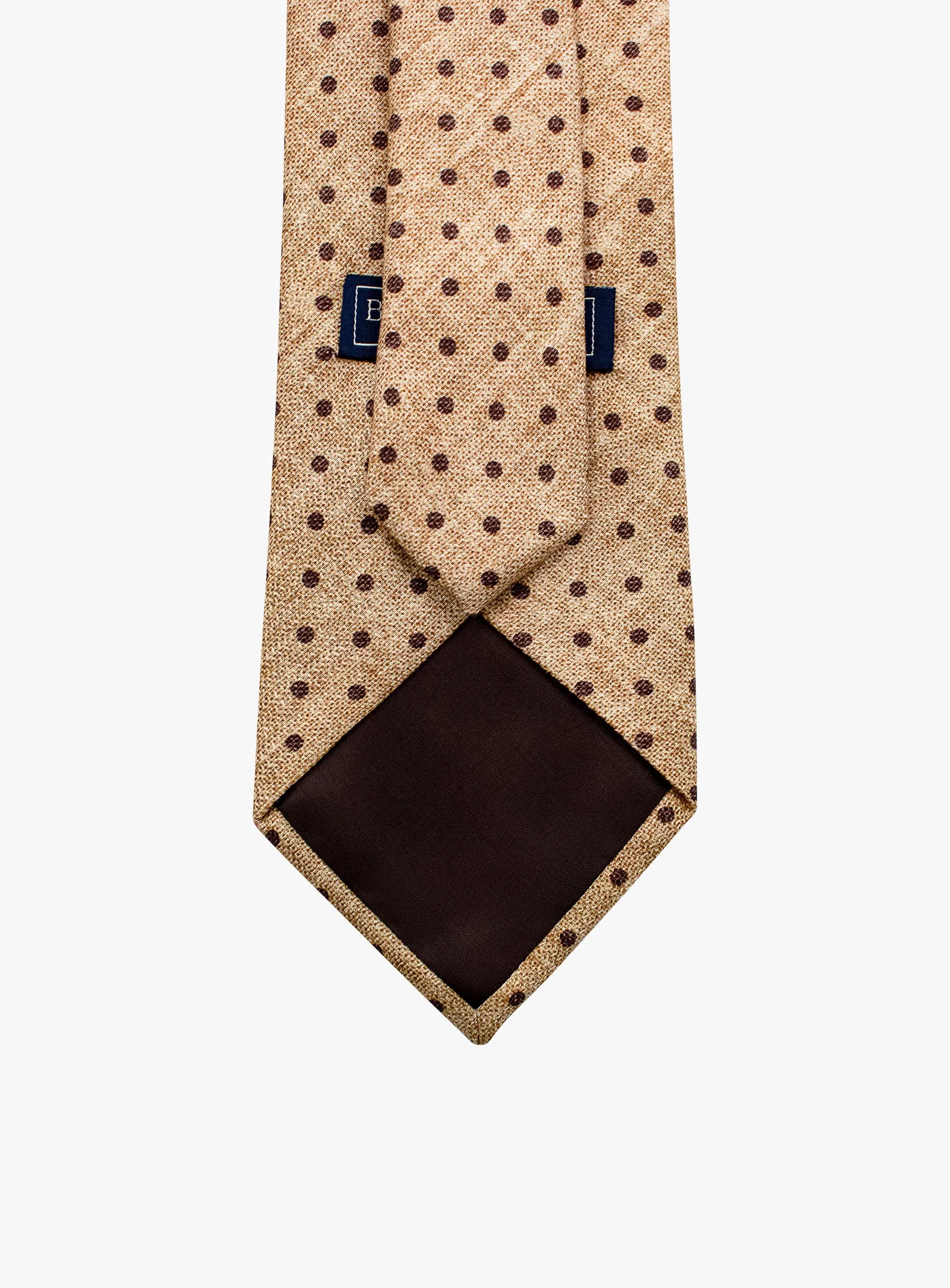 Bottinelli Italian Silk Tie: Beige with Brown Polka Dots