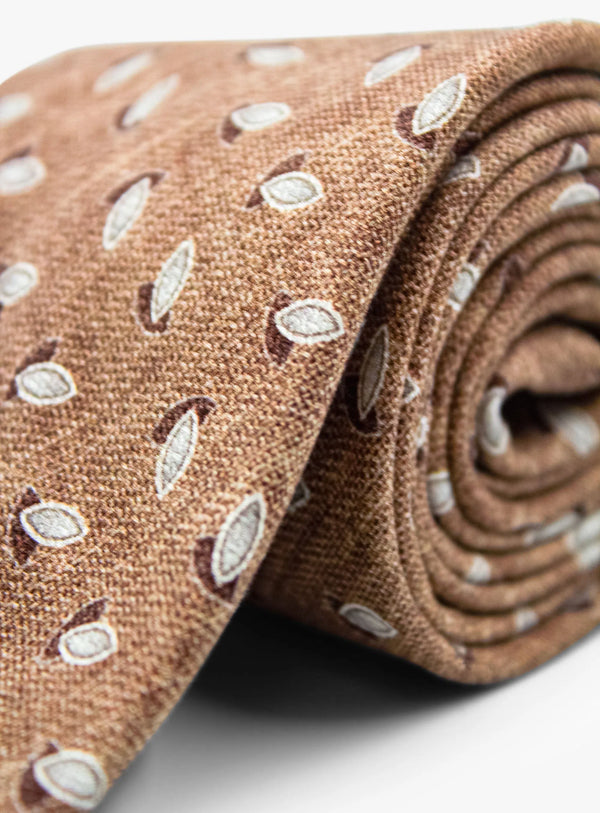 Bottinelli Italian Silk Tie: Brown with Leaf Motif