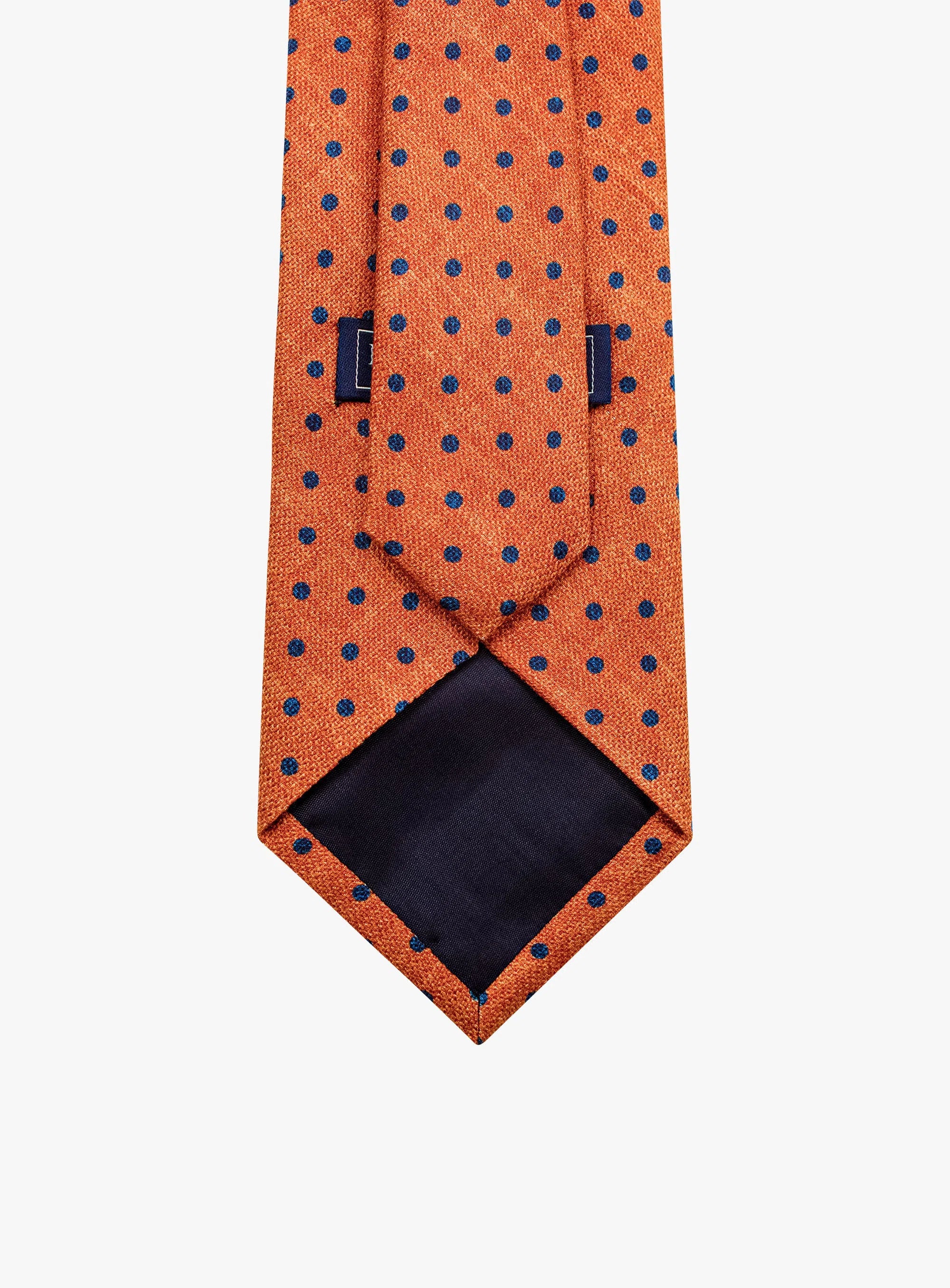 Bottinelli Italian Silk Tie: Burnt Orange with Navy Polka Dots