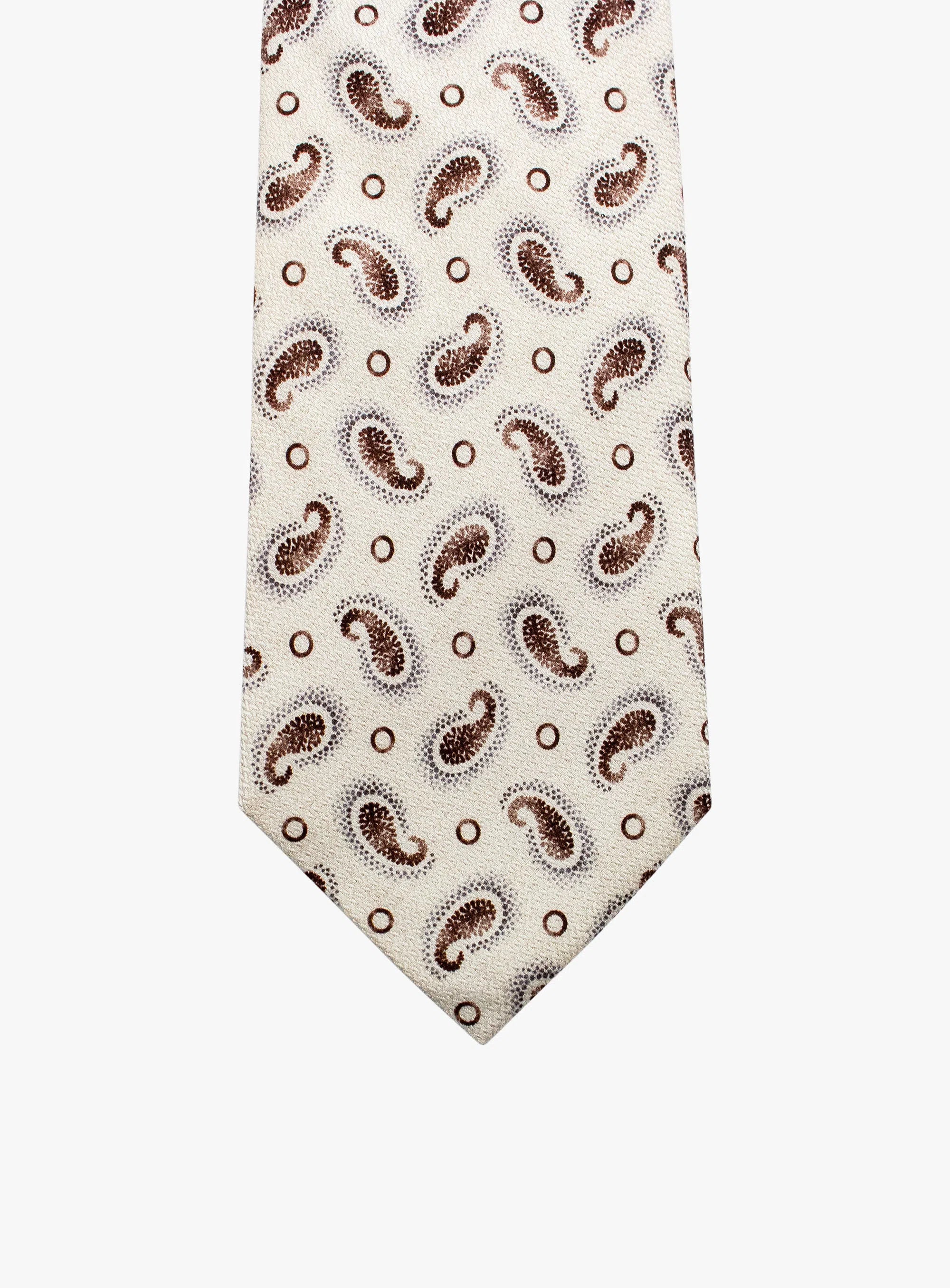 Bottinelli Italian Silk Tie: Cream Paisley Design