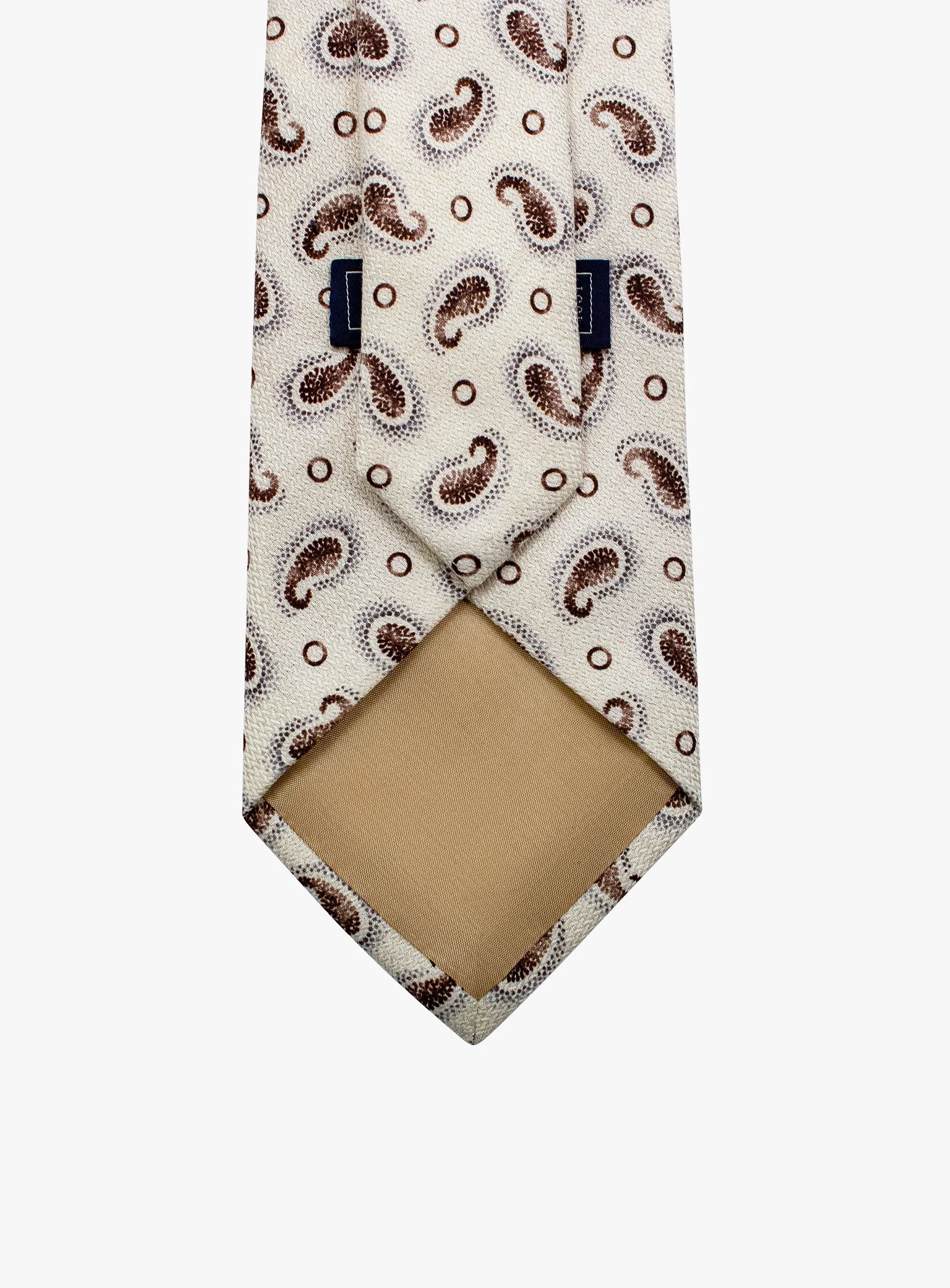 Bottinelli Italian Silk Tie: Cream Paisley Design