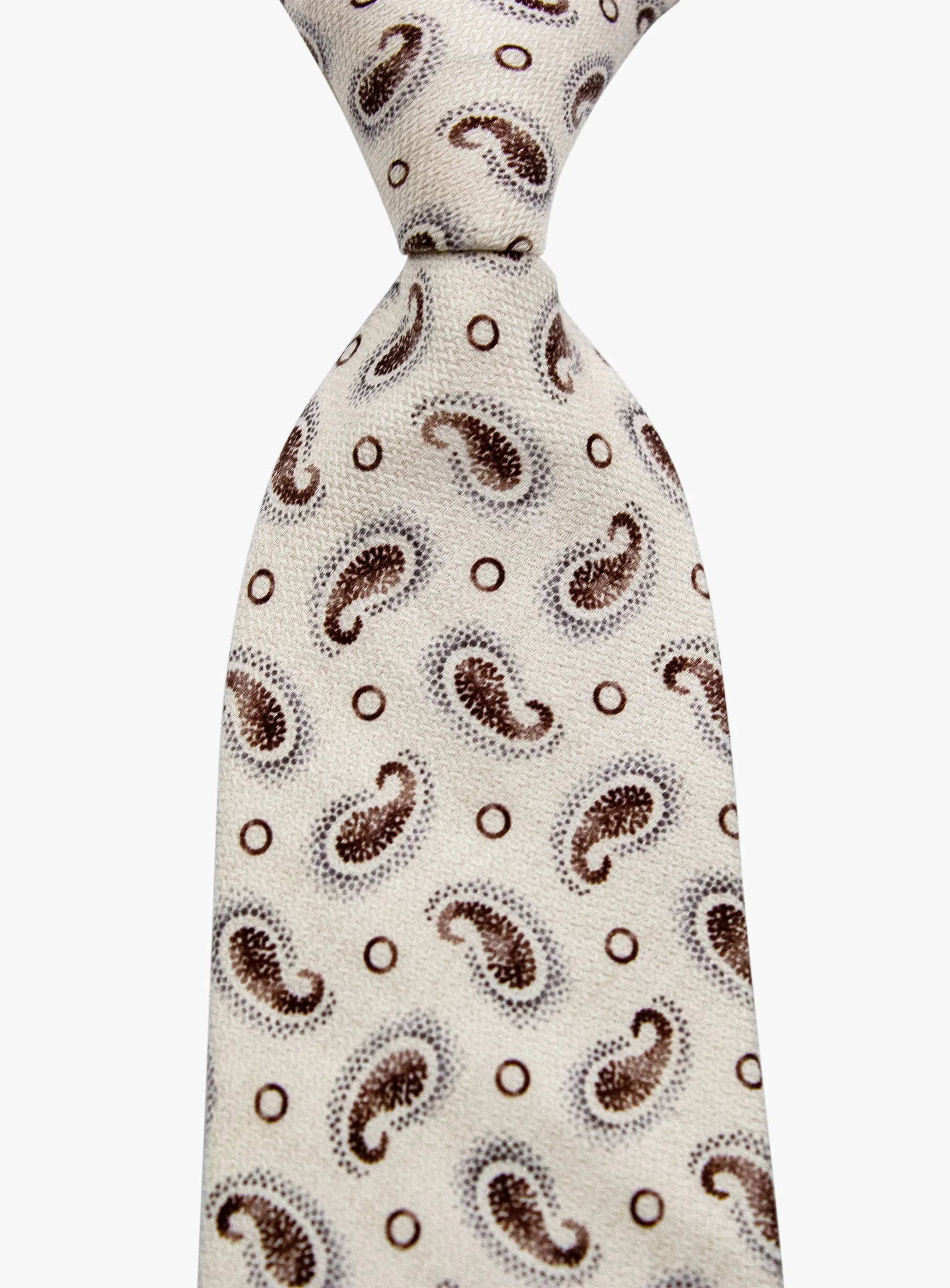 Bottinelli Italian Silk Tie: Cream Paisley Design