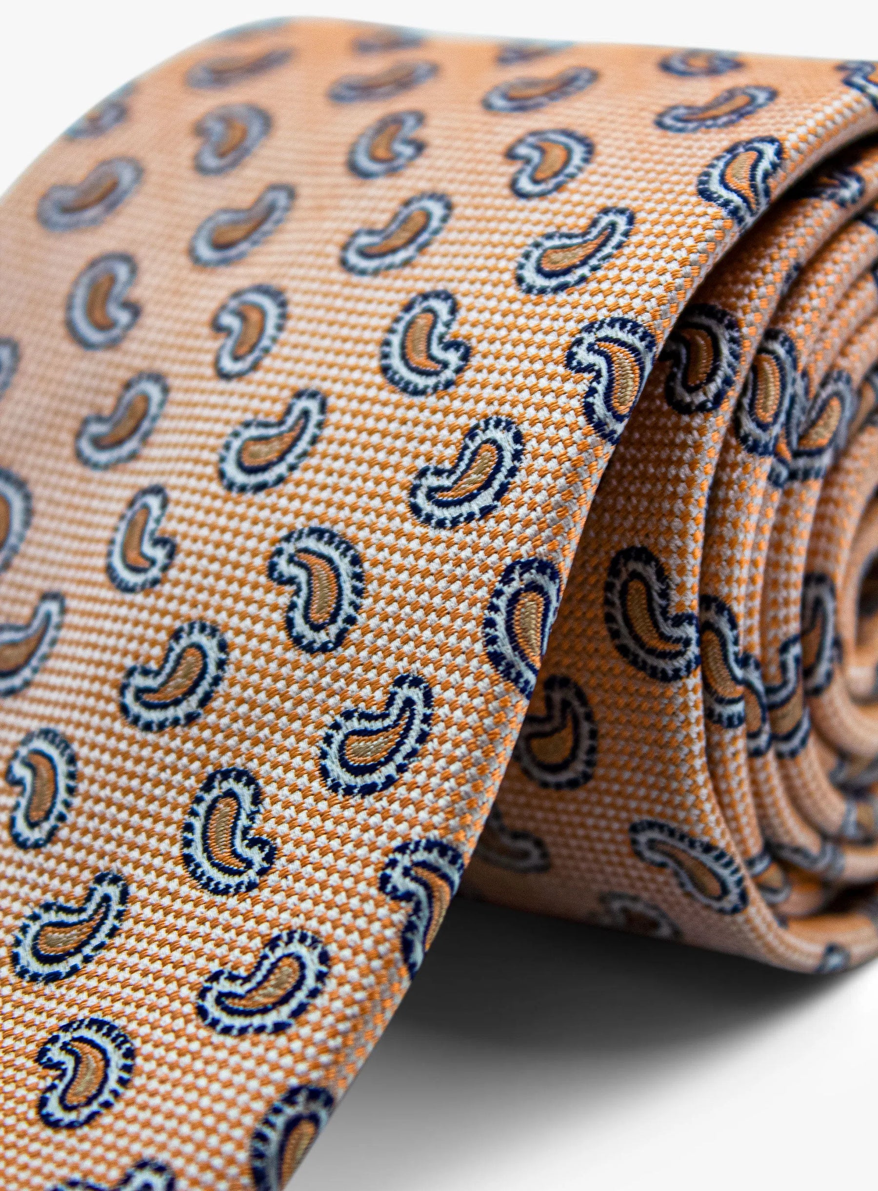 Bottinelli Italian Silk Tie: Peach Paisley Perfection