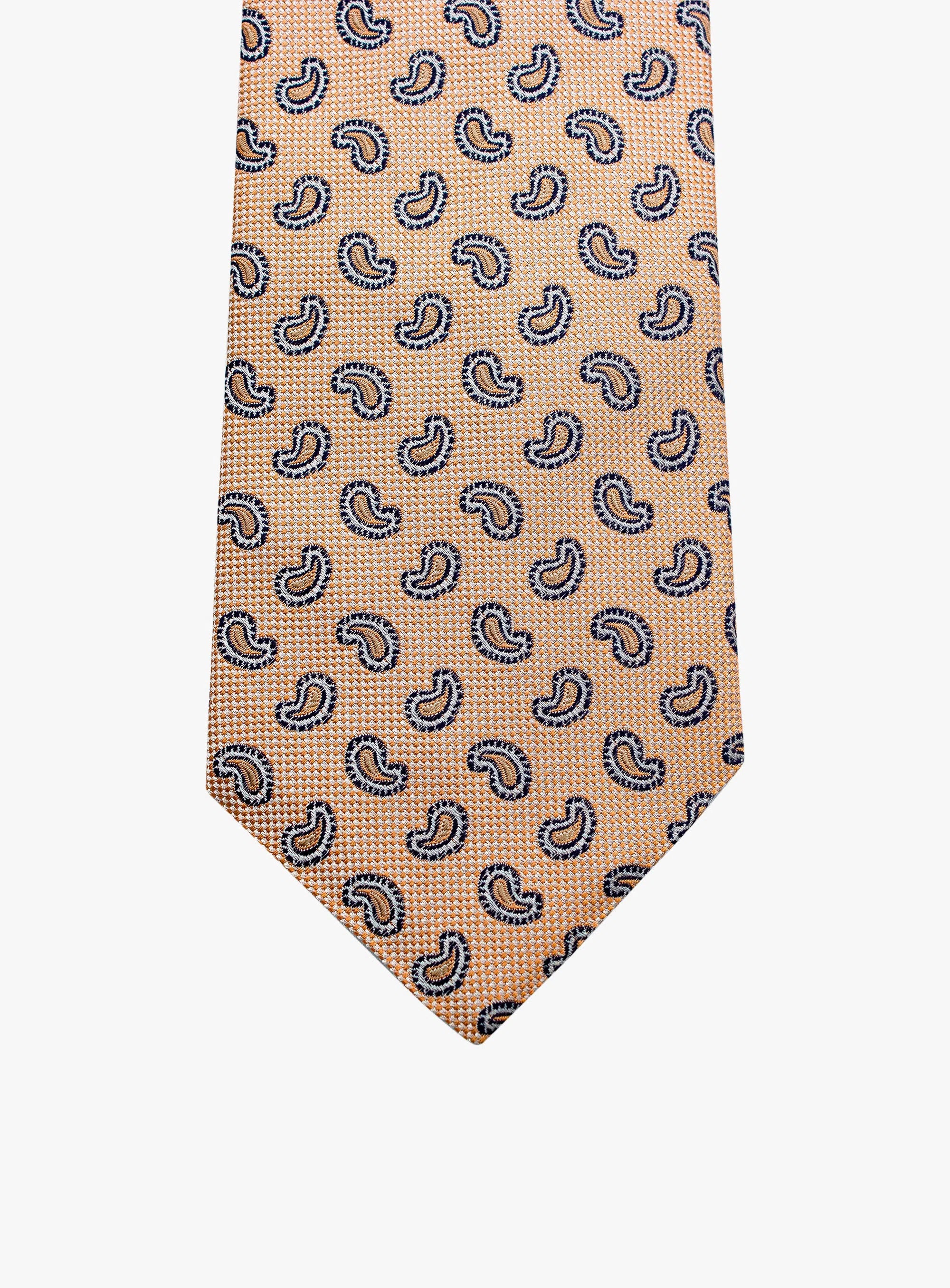Bottinelli Italian Silk Tie: Peach Paisley Perfection