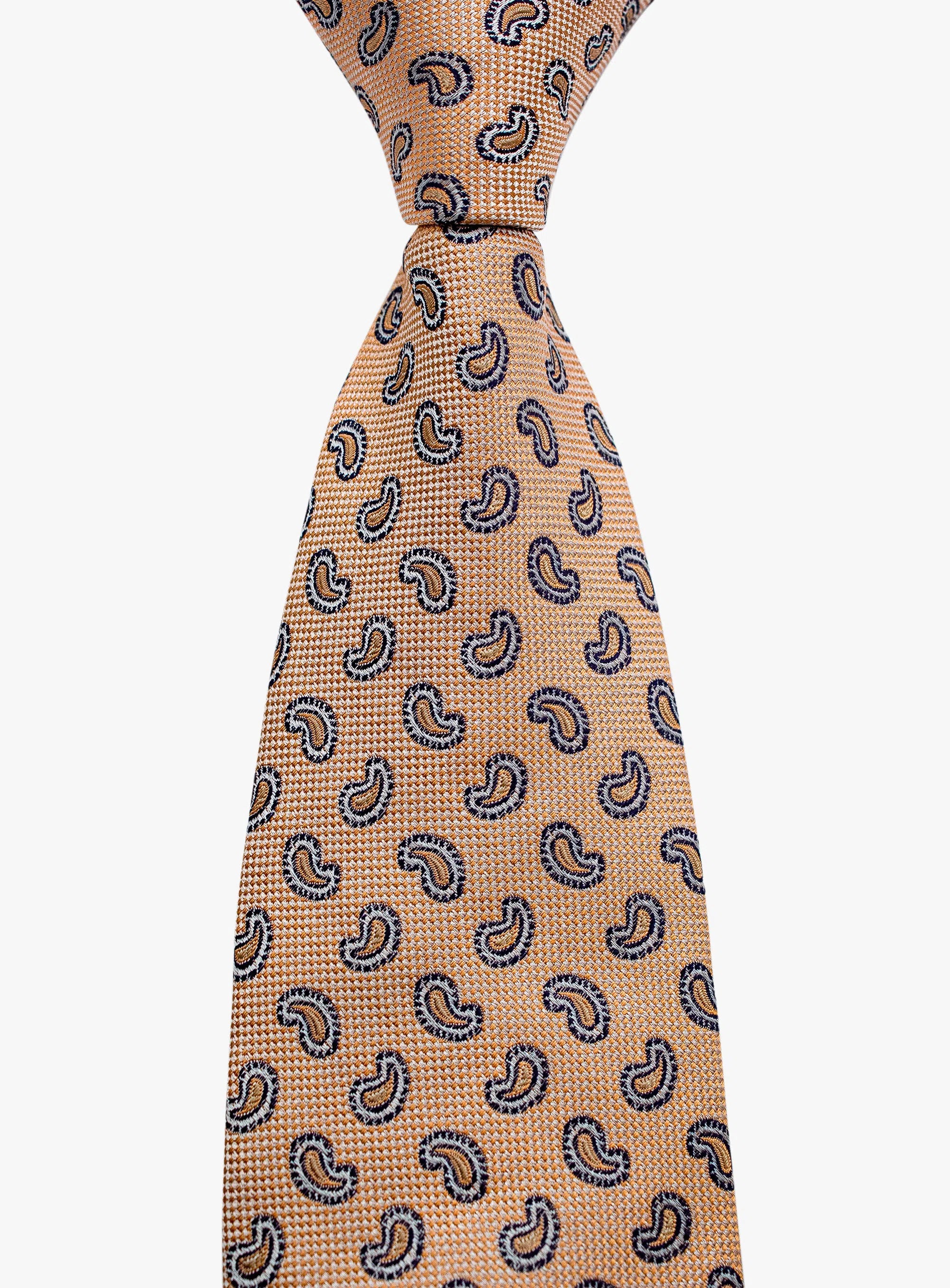 Bottinelli Italian Silk Tie: Peach Paisley Perfection