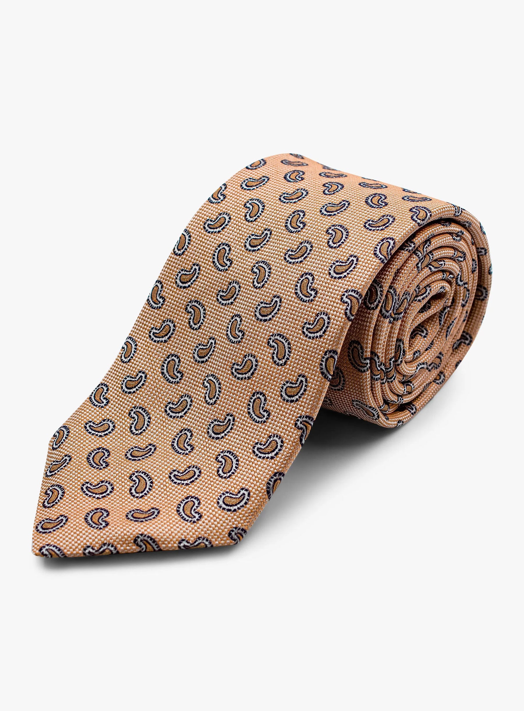 Bottinelli Italian Silk Tie: Peach Paisley Perfection