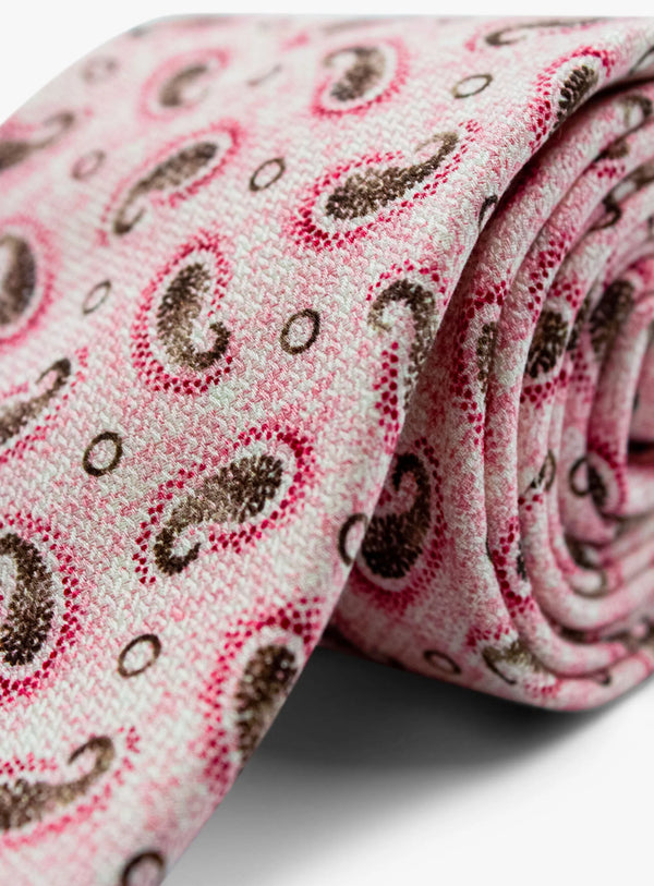 Bottinelli Italian Silk Tie: Pink Paisley Elegance