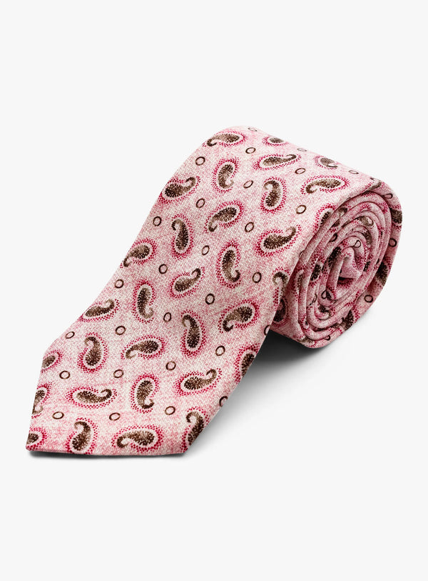 Bottinelli Italian Silk Tie: Pink Paisley Elegance