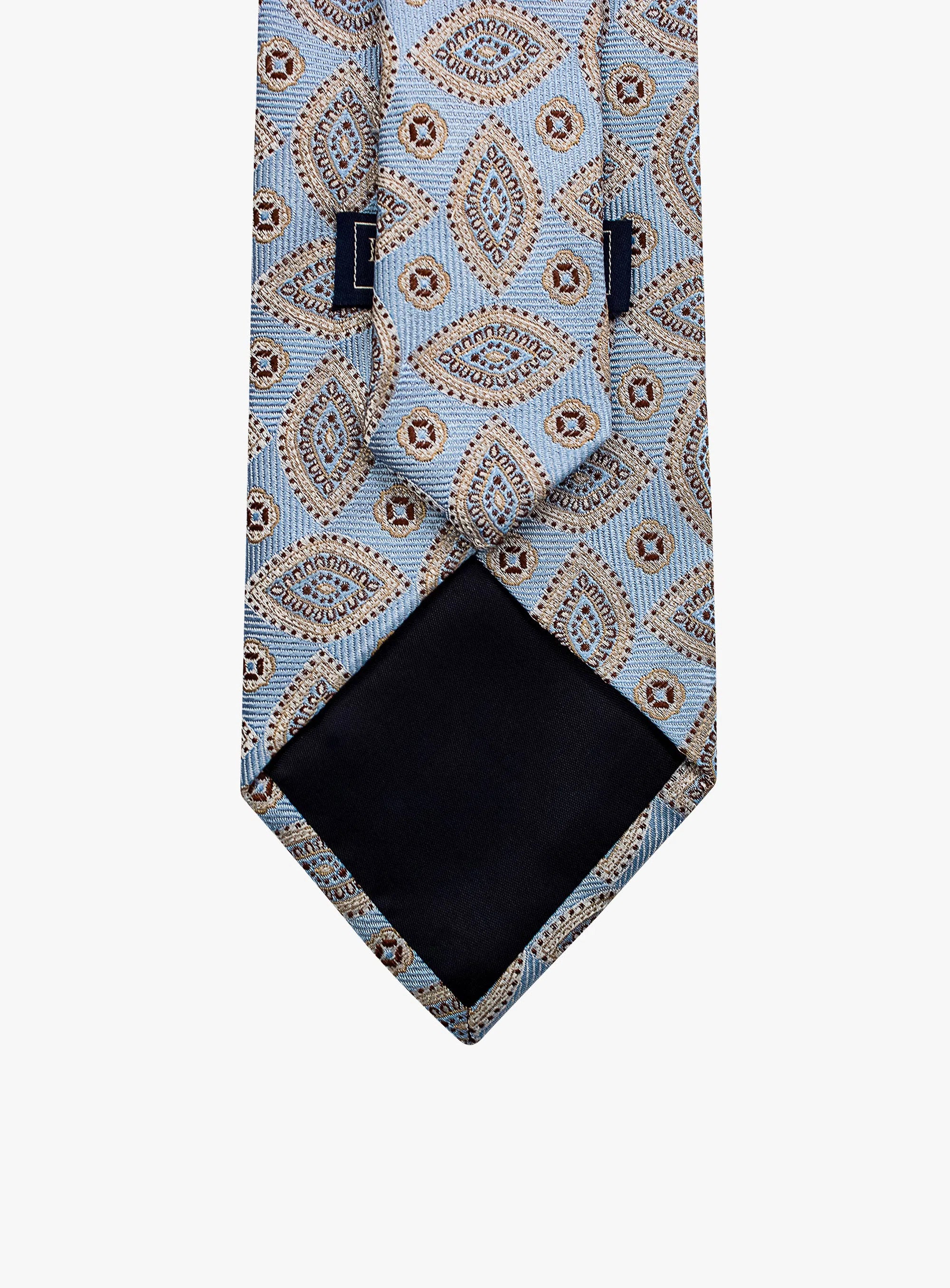 Bottinelli Italian Silk Tie: Sky Blue Paisley Design
