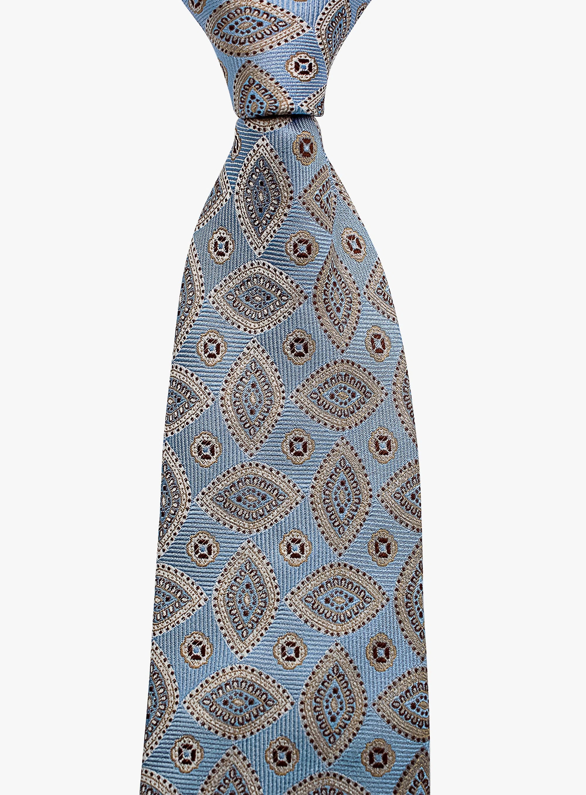 Bottinelli Italian Silk Tie: Sky Blue Paisley Design