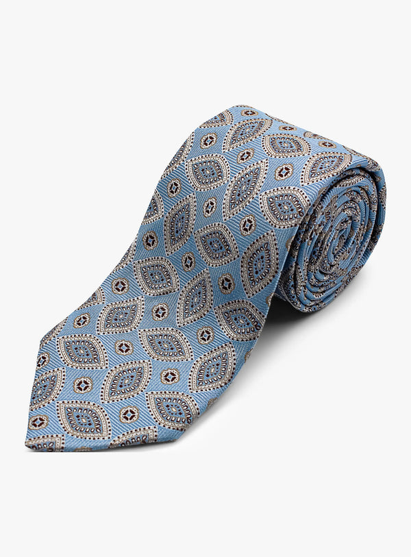 Bottinelli Italian Silk Tie: Sky Blue Paisley Design