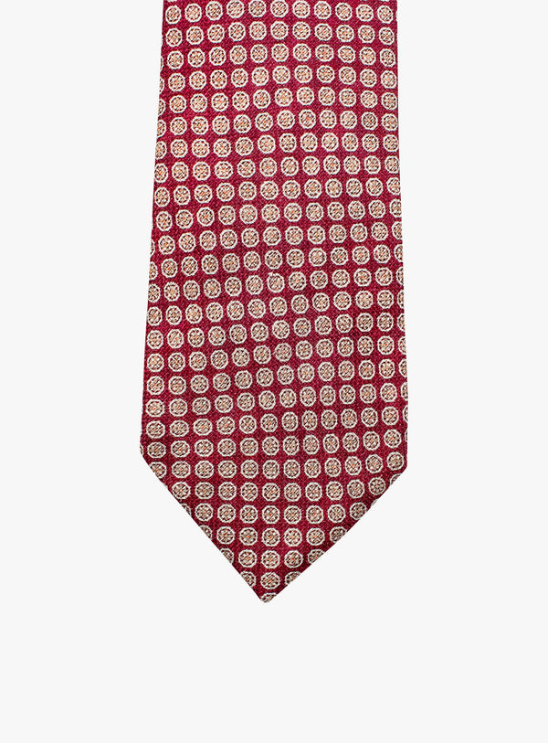 Bottinelli Italian Tie: Burgundy Medallion Design