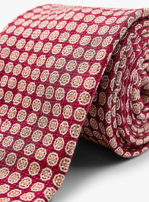 Bottinelli Italian Tie: Burgundy Medallion Design