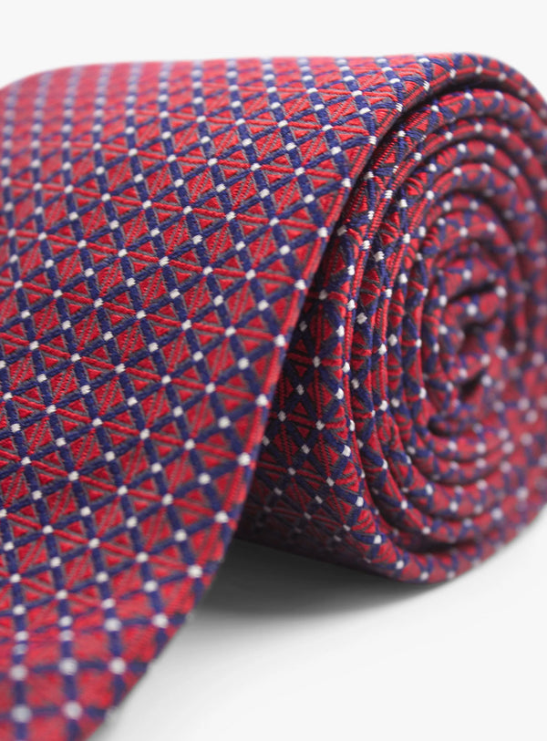 Bottinelli Italian Tie: Burgundy with Geometric Tile Motif