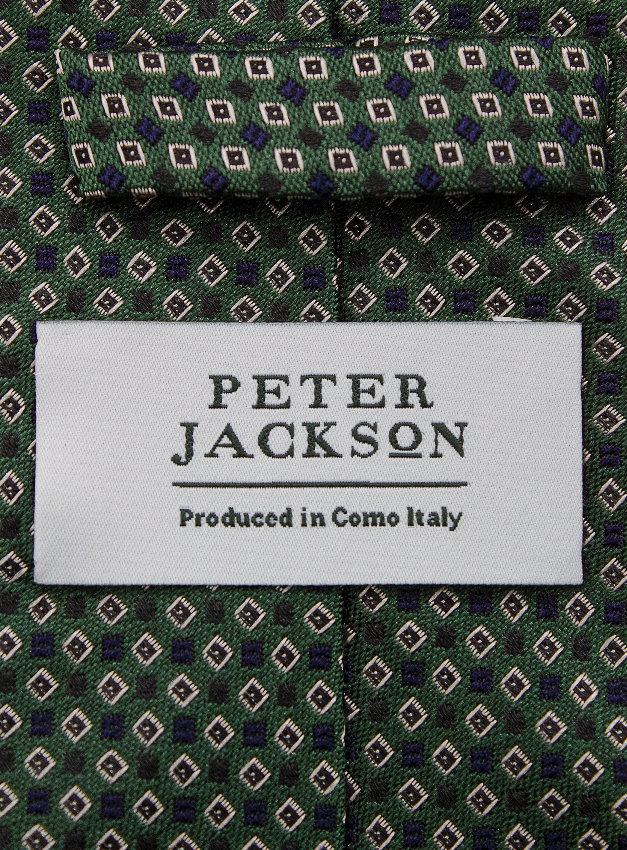 Bottinelli Italian Tie: Forest Green with Burgundy and Ivory Micro Diamond Motif