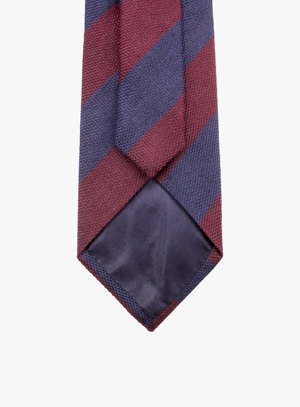Bottinelli Italian Tie: Merlot and Navy Repp Stripe