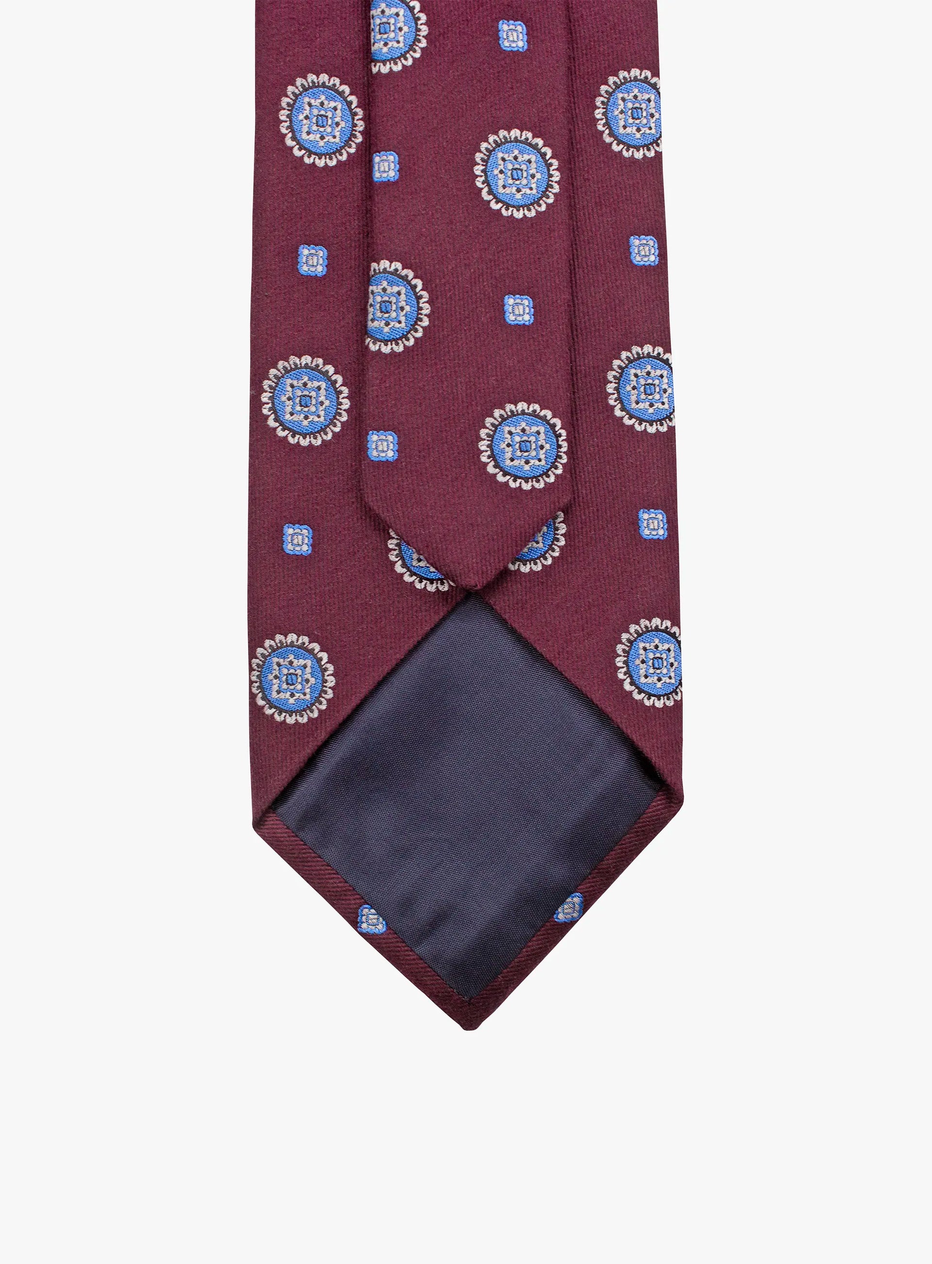 Bottinelli Italian Tie: Merlot with Sky Blue Medallions