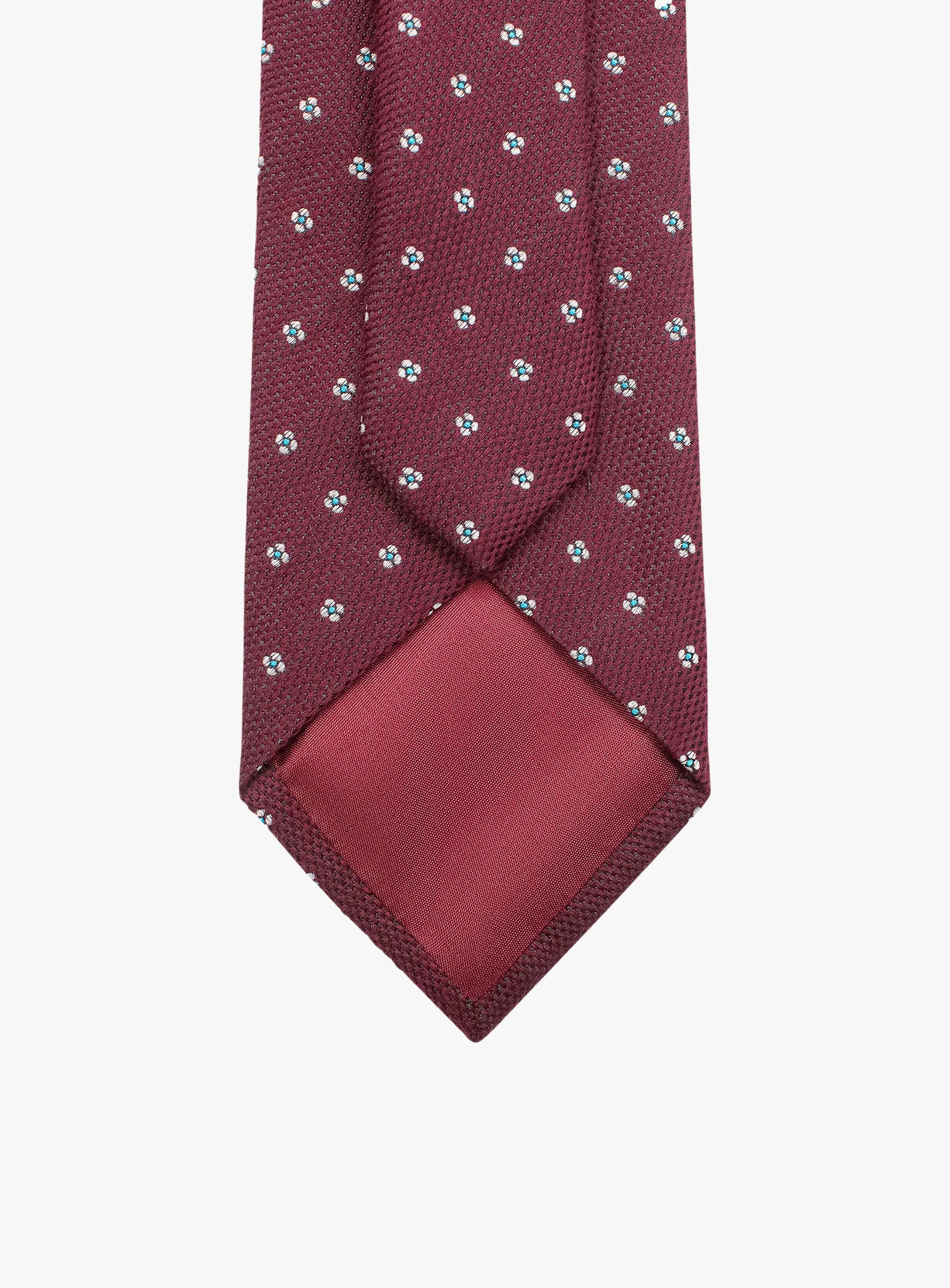 Bottinelli Italian Tie: Merlot with White Floral Dot