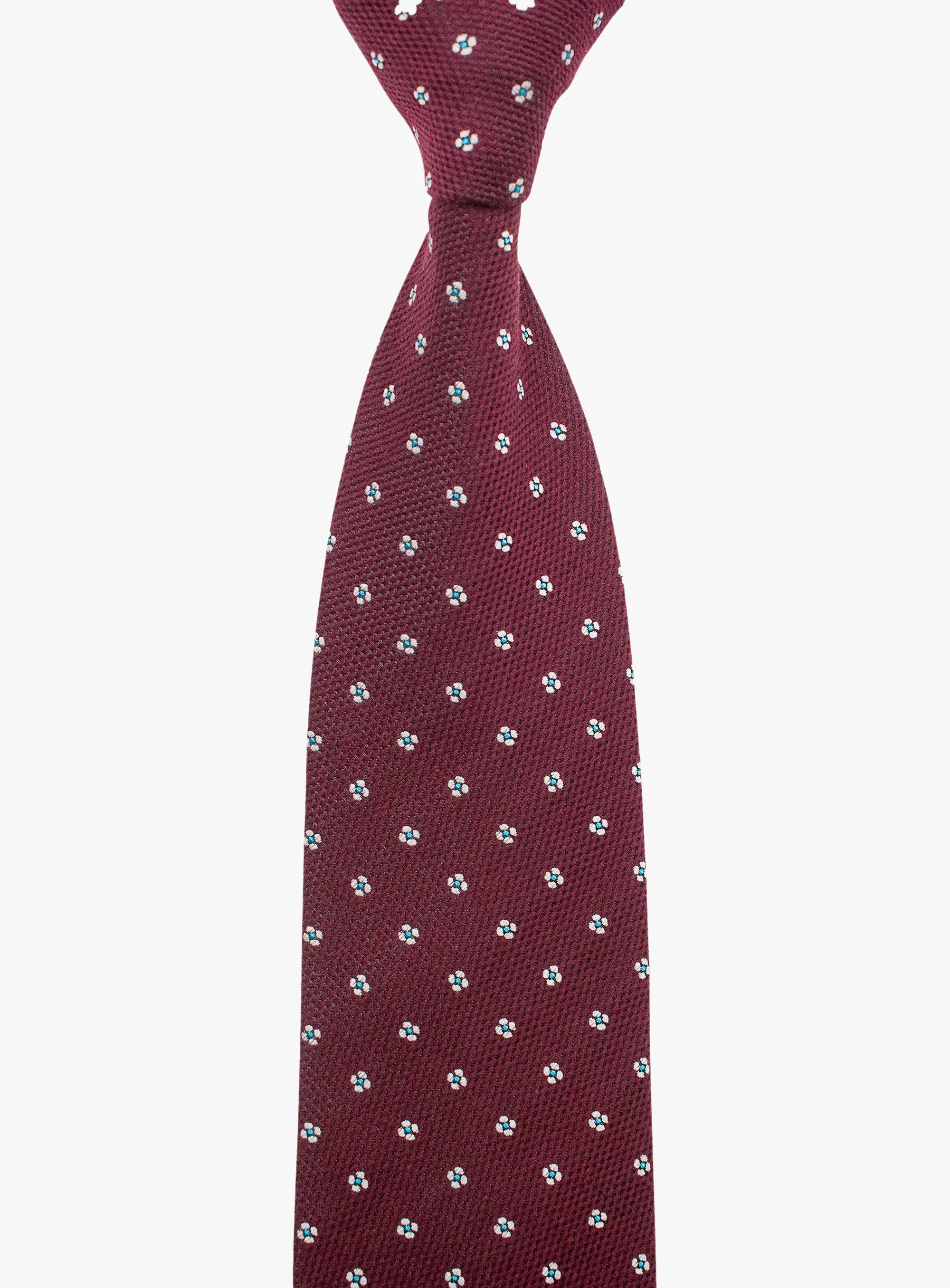 Bottinelli Italian Tie: Merlot with White Floral Dot