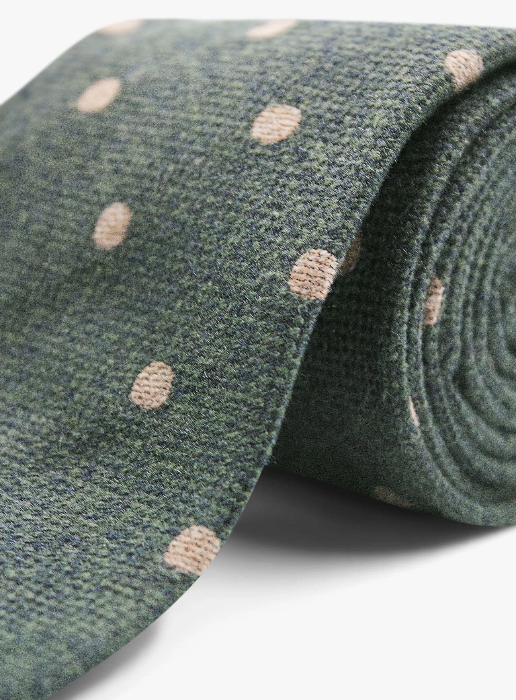 Bottinelli Italian Tie:Olive with Sand Polka Dot