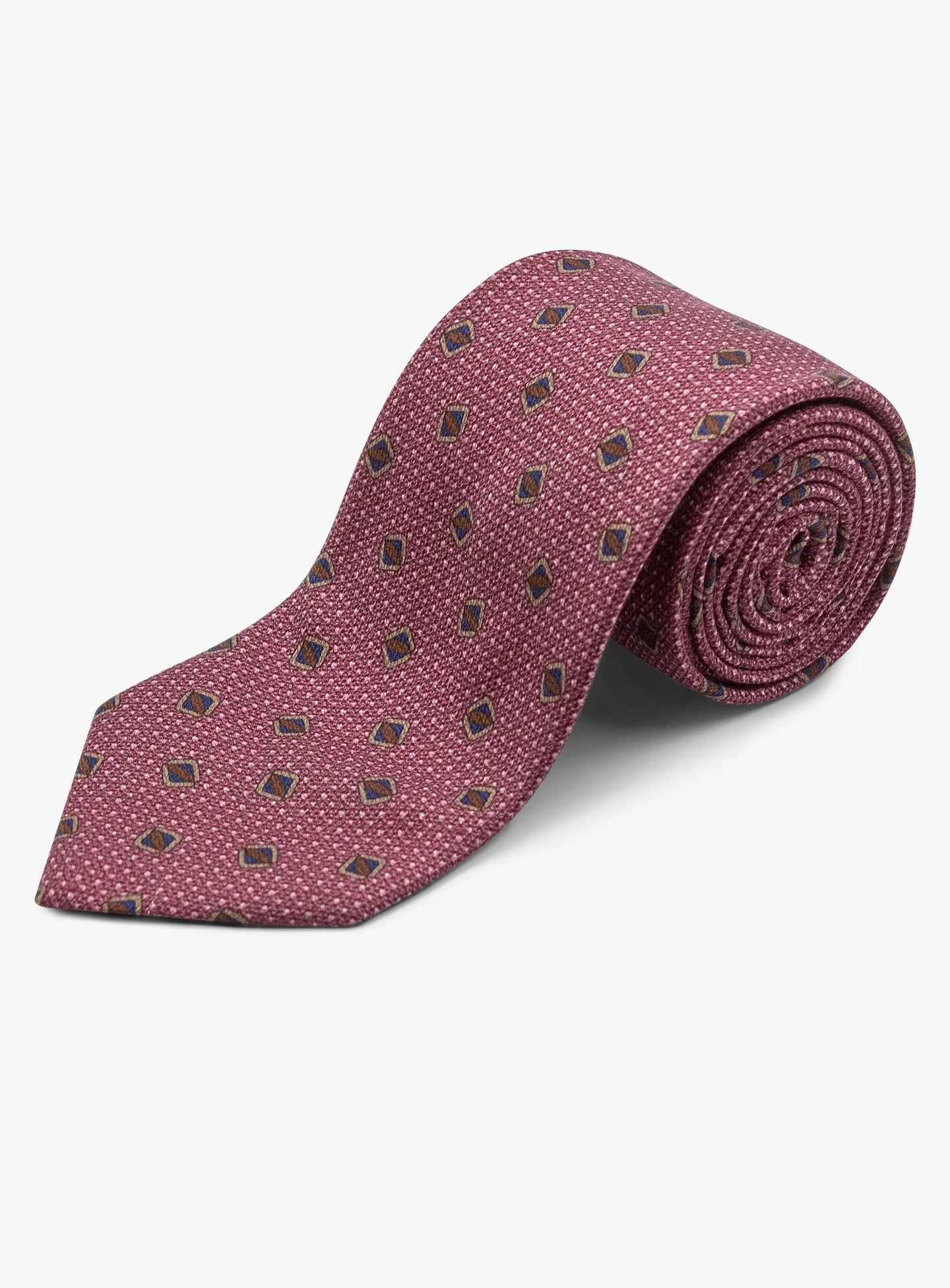 Bottinelli Italian Tie: Plum Geometric Shield Motif