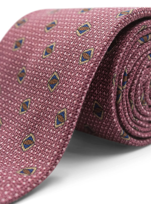 Bottinelli Italian Tie: Plum Geometric Shield Motif