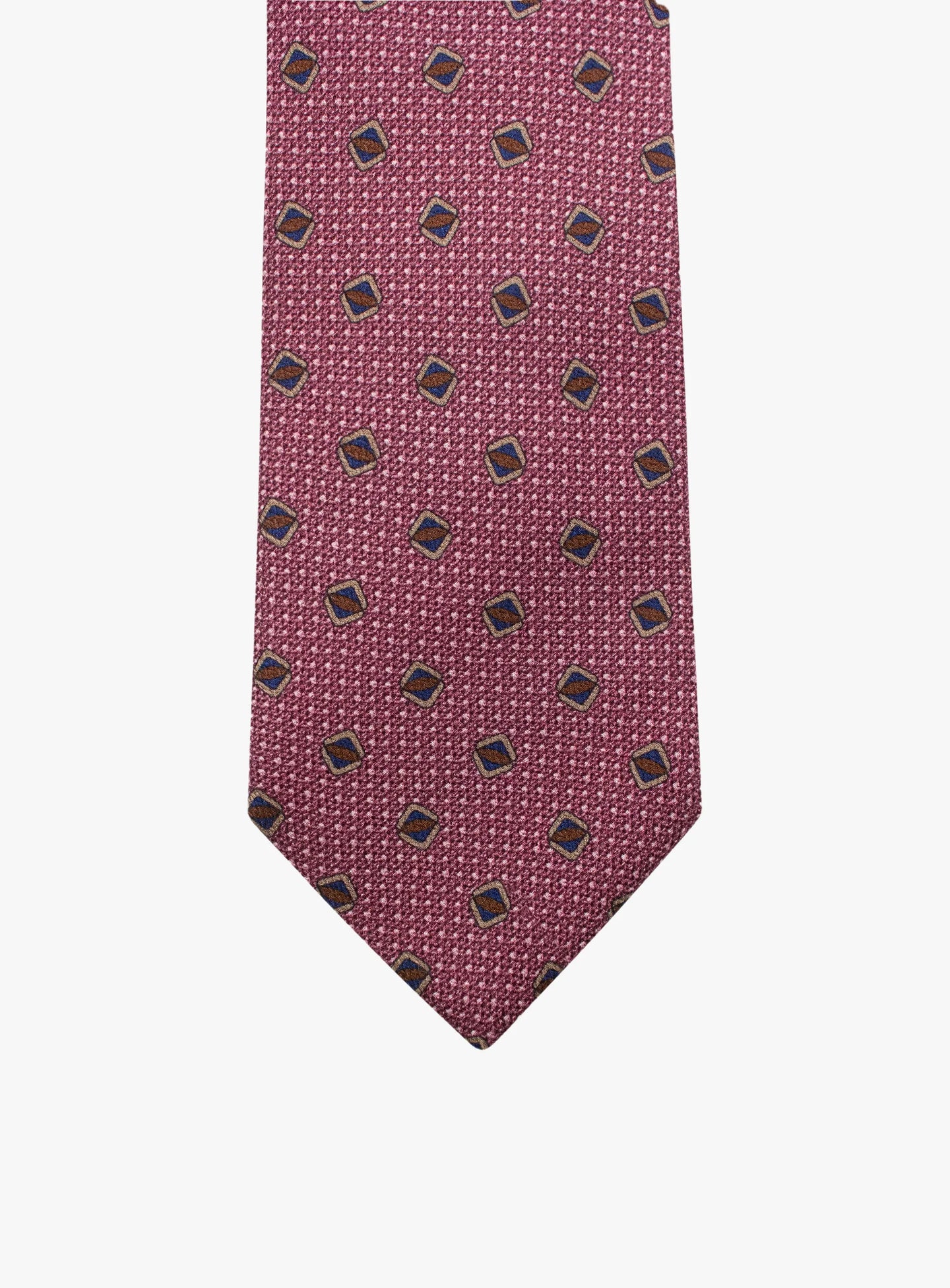 Bottinelli Italian Tie: Plum Geometric Shield Motif