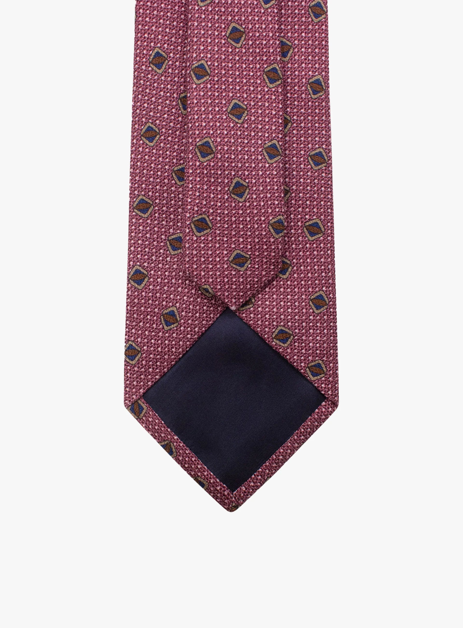 Bottinelli Italian Tie: Plum Geometric Shield Motif