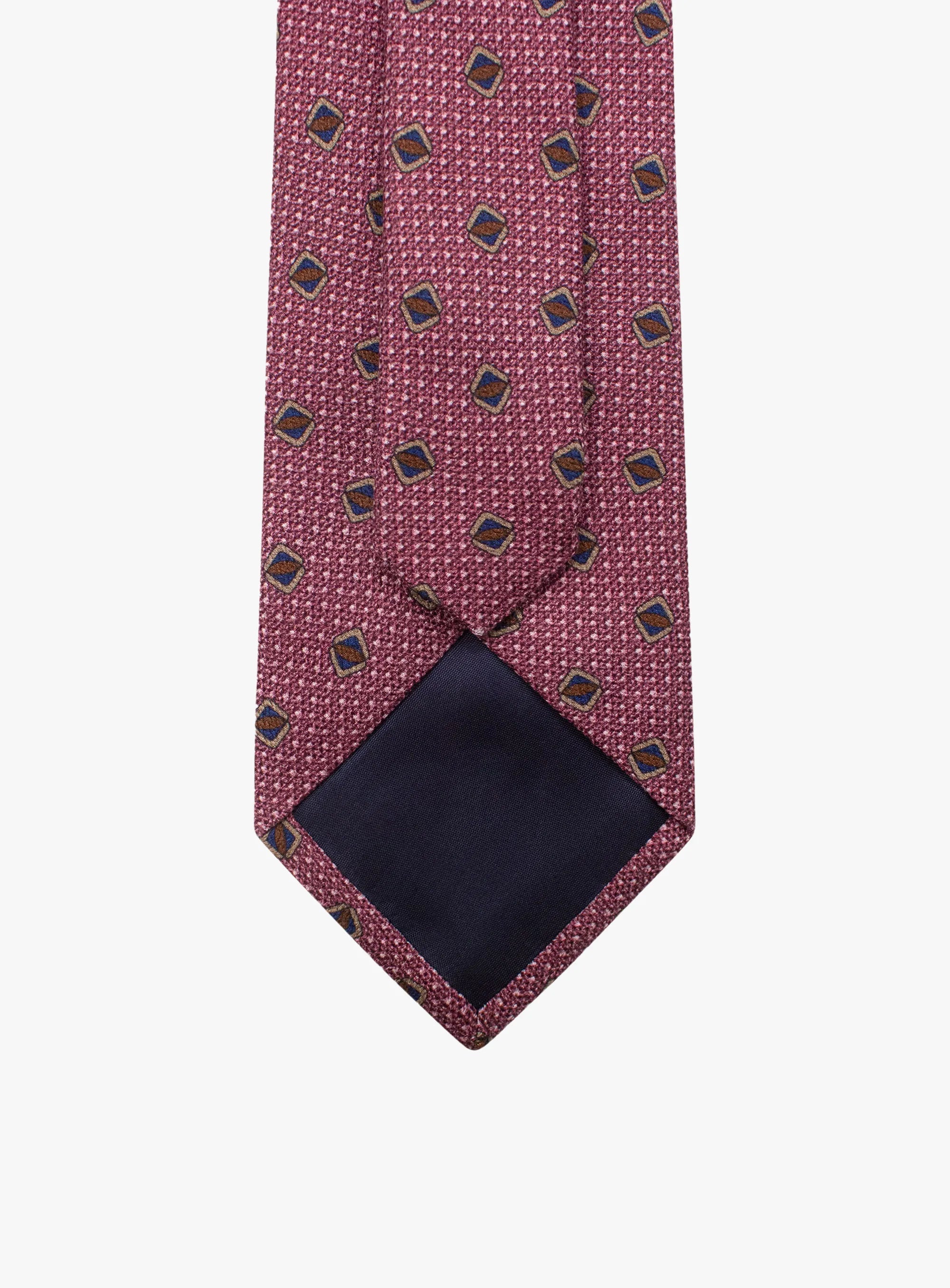 Bottinelli Italian Tie: Plum Geometric Shield Motif