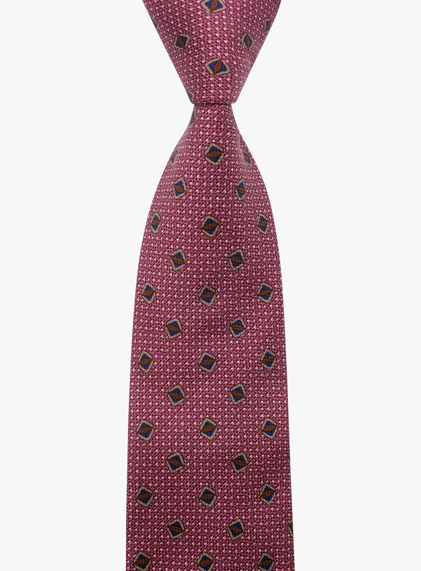 Bottinelli Italian Tie: Plum Geometric Shield Motif