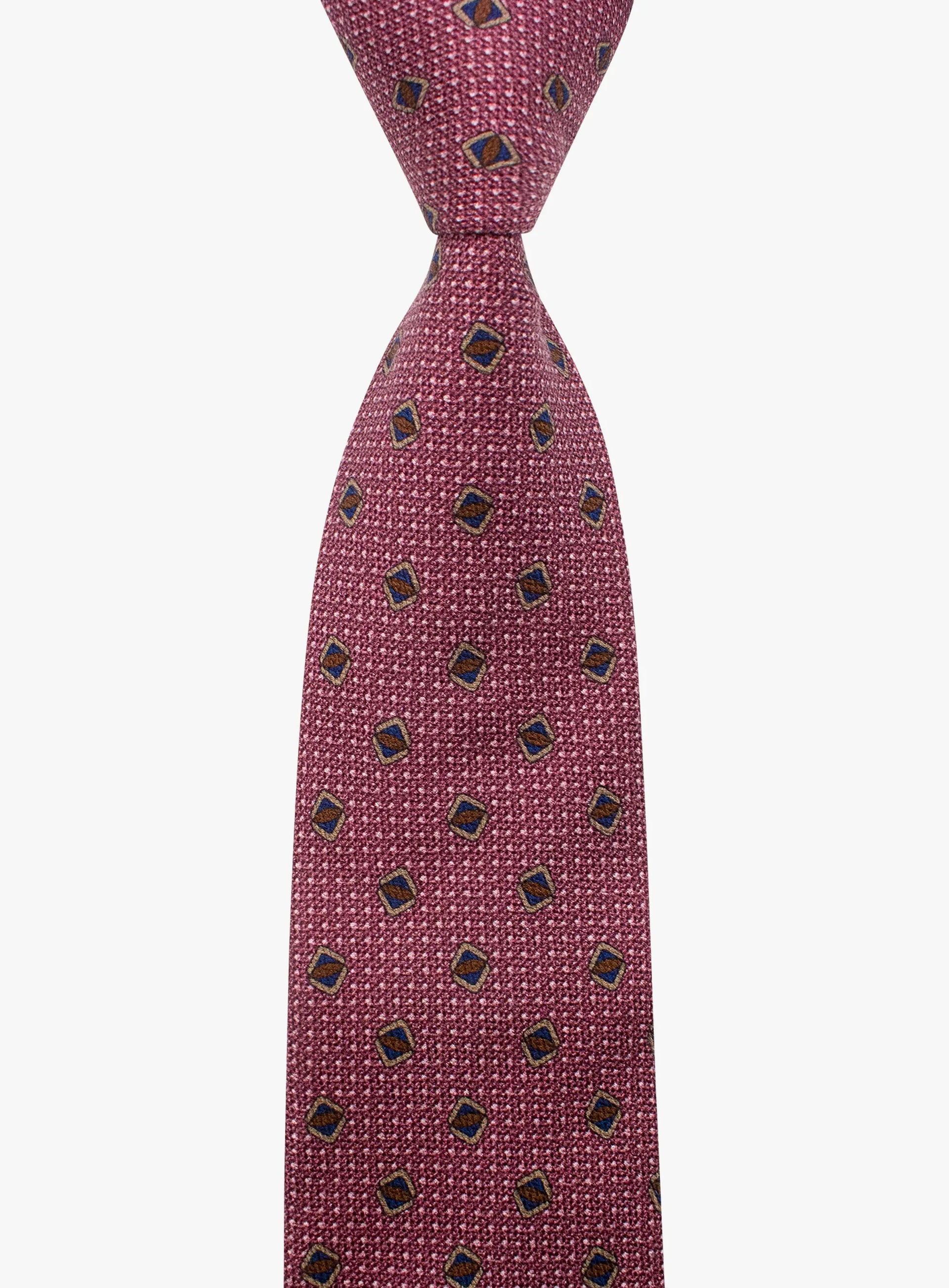 Bottinelli Italian Tie: Plum Geometric Shield Motif